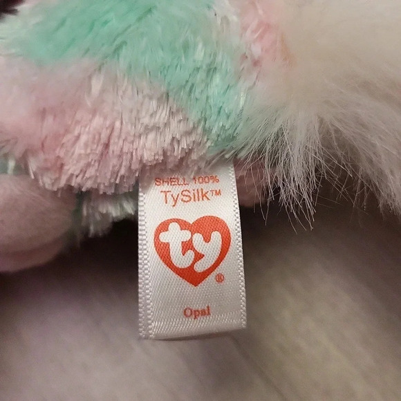 TY Beanie Baby Opal Purple Glitter Eyes Pink and Teal Cat‎ - Picture 3 of 4